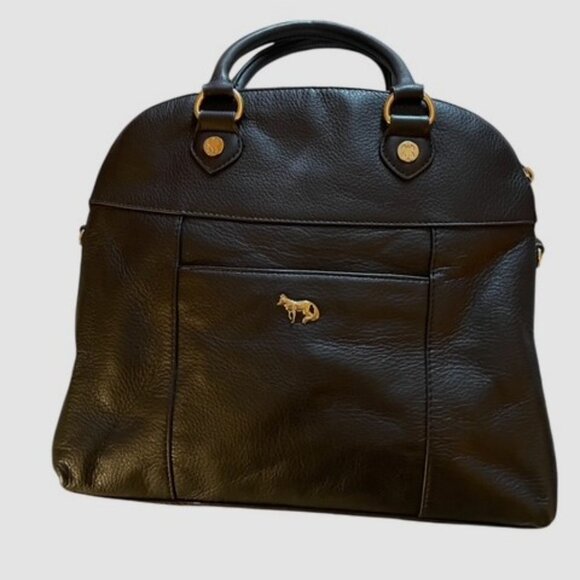 Beautiful Emma Fox Black/Animal Print Genuine Leather Satchel NWOT. - Picture 3 of 7